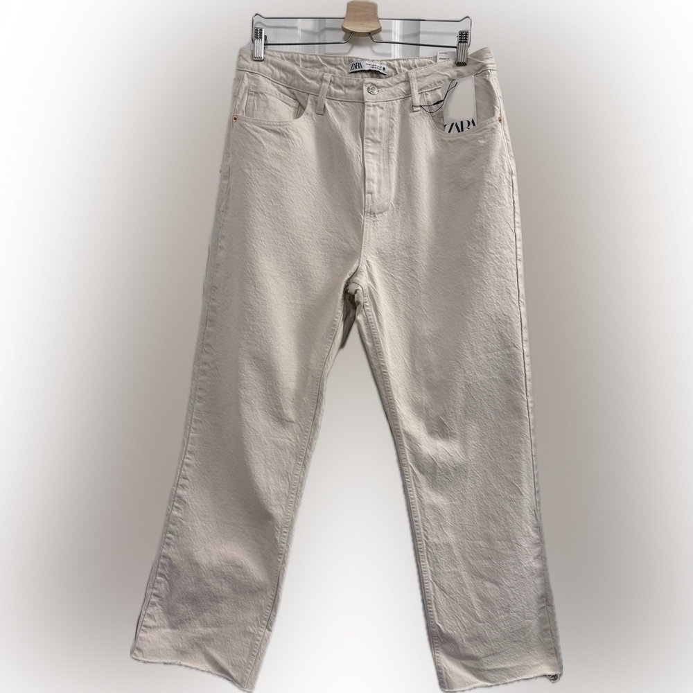 ZARA Cream High Rise Straight Denim
